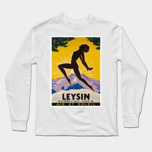 Air and Sun in Leysin, Switzerland - Vintage Travel Poster Design Long Sleeve T-Shirt